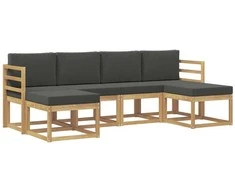 Lauko sofos komplektas 6 pcs Balta ir antracito Poliesteris