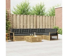 Lauko sofos komplektas 6 pcs Balta ir antracito Poliesteris