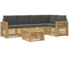 Lauko sofos komplektas 6 pcs Balta ir antracito 59 x 59 x 37 cm
