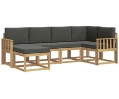 Lauko sofos komplektas 6 pcs Balta ir antracito Poliesteris