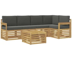 Lauko sofos komplektas 6 pcs Balta ir antracito 59 x 59 x 37 cm