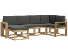 Lauko sofos komplektas 6 pcs Balta ir antracito Poliesteris