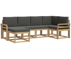 Lauko sofos komplektas 6 pcs Balta ir antracito Poliesteris