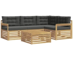 Lauko sofos komplektas 6 pcs Balta ir antracito Poliesteris