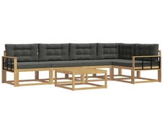 Lauko sofos komplektas 6 pcs Balta ir antracito 79 x 79 x 37 cm