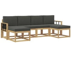 Lauko sofos komplektas 6 pcs Balta ir antracito Poliesteris