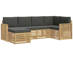 Lauko sofos komplektas 6 pcs Balta ir antracito Poliesteris
