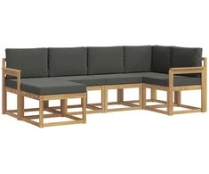 Lauko sofos komplektas 6 pcs Balta ir antracito Poliesteris