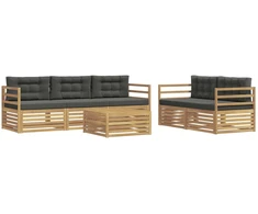 Lauko sofos komplektas 6 pcs Balta ir antracito