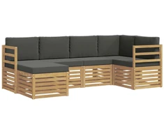 Lauko sofos komplektas 6 pcs Balta ir antracito Poliesteris