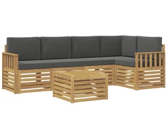 Lauko sofos komplektas 6 pcs Balta ir antracito 59 x 59 x 37 cm