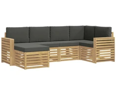 Lauko sofos komplektas 6 pcs Balta ir antracito Poliesteris
