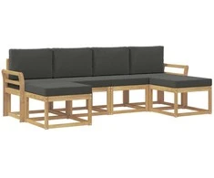 Lauko sofos komplektas 6 pcs Balta ir antracito Poliesteris