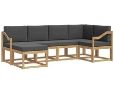 Lauko sofos komplektas 6 pcs Balta ir antracito Poliesteris