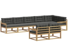 Lauko sofos komplektas 6 pcs Balta ir antracito Poliesteris