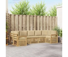 Lauko sofos komplektas 6 pcs Balta ir Bežė 304 x 128,5 x 73 cm