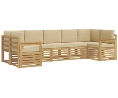 Lauko sofos komplektas 6 pcs Balta ir Bežė 304 x 128,5 x 73 cm