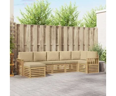 Lauko sofos komplektas 6 pcs Balta ir Bežė 306 x 128,5 x 73 cm