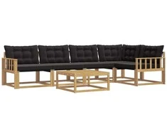 Lauko sofos komplektas 6 pcs Balta ir juoda 79 x 79 x 37 cm