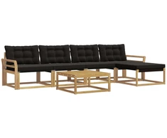 Lauko sofos komplektas 6 pcs Balta ir juoda
