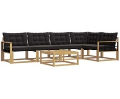 Lauko sofos komplektas 6 pcs Balta ir juoda 79 x 79 x 37 cm