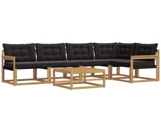 Lauko sofos komplektas 6 pcs Balta ir juoda 79 x 79 x 37 cm