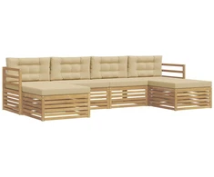Lauko sofos komplektas 6 pcs Balta ir kreminė