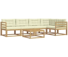 Lauko sofos komplektas 6 pcs Balta ir kreminė 79 x 79 x 37 cm