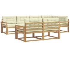 Lauko sofos komplektas 6 pcs Balta ir kreminė Poliesteris