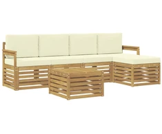 Lauko sofos komplektas 6 pcs Balta ir kreminė 59 x 59 x 37 cm