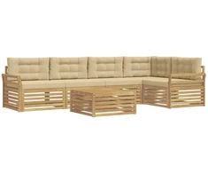 Lauko sofos komplektas 6 pcs Balta ir kreminė 79 x 79 x 37 cm