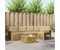 Lauko sofos komplektas 6 pcs Balta ir kreminė 59 x 59 x 37 cm