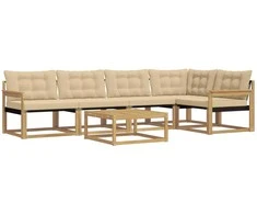 Lauko sofos komplektas 6 pcs Balta ir kreminė 79 x 79 x 37 cm