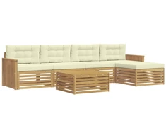 Lauko sofos komplektas 6 pcs Balta ir kreminė 79 x 79 x 37 cm