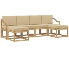 Lauko sofos komplektas 6 pcs Balta ir kreminė Poliesteris