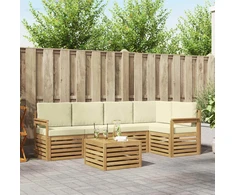 Lauko sofos komplektas 6 pcs Balta ir kreminė 59 x 59 x 37 cm