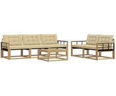 Lauko sofos komplektas 6 pcs Balta ir kreminė 79 x 79 x 37 cm
