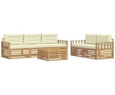 Lauko sofos komplektas 6 pcs Balta ir kreminė