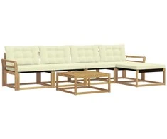 Lauko sofos komplektas 6 pcs Balta ir kreminė 79 x 79 x 37 cm