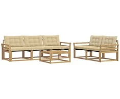 Lauko sofos komplektas 6 pcs Balta ir kreminė 79 x 79 x 37 cm