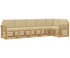 Lauko sofos komplektas 6 pcs Balta ir kreminė
