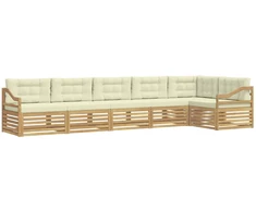 Lauko sofos komplektas 6 pcs Balta ir kreminė