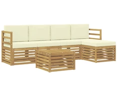Lauko sofos komplektas 6 pcs Balta ir kreminė 59 x 59 x 37 cm