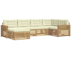Lauko sofos komplektas 6 pcs Balta ir kreminė