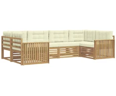Lauko sofos komplektas 6 pcs Balta ir kreminė
