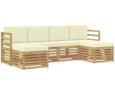 Lauko sofos komplektas 6 pcs Balta ir kreminė
