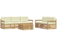Lauko sofos komplektas 6 pcs Balta ir kreminė
