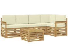 Lauko sofos komplektas 6 pcs Balta ir kreminė 59 x 59 x 37 cm