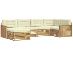 Lauko sofos komplektas 6 pcs Balta ir kreminė