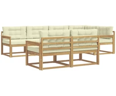 Lauko sofos komplektas 6 pcs Balta ir kreminė Poliesteris